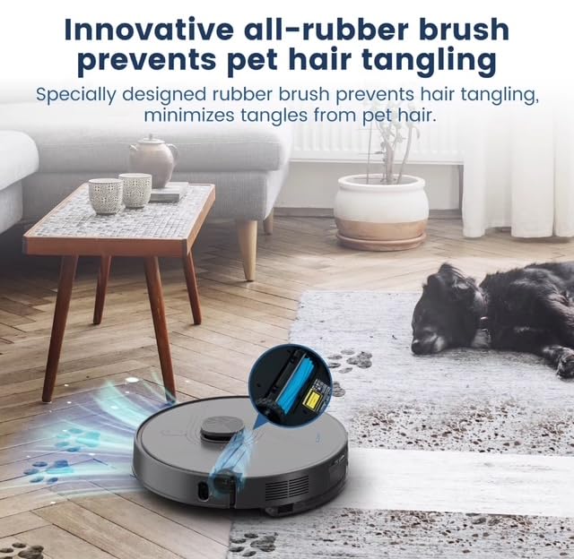 HorizonMart Self-Emptying Robot Vacuum Cleaner, 3.5L Base Station, 60-Day Hands-Free, HEPA Filter, Smart Navigation, Black