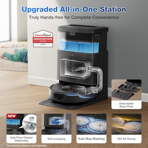 ECOVACS DEEBOT N30 Omni Robot Vacuum and Mop, 10000Pa Suction, TruEdge Adaptive Edge Mopping, ZeroTangle 2.0 Technology, Hot Air-Drying, Self-Emptying, Auto-Lift Mopping, Obstacle Avoidance