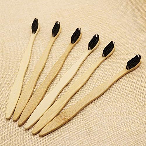 Hard Toothbrush Bamboo Toothbrush for Adult Manual Toothbrsuh Hard Bristles Pack of 6