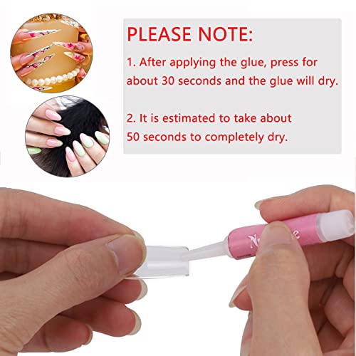 100PCS Acrylic Nail Tips Adhesive Super Bond Long Lasting Glue for DIY Nail Art, 2g/Bottle