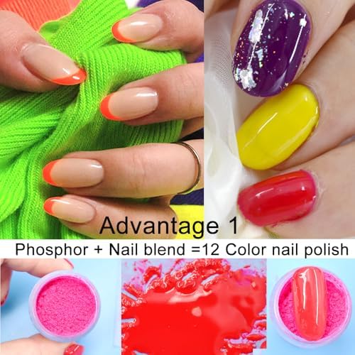 12 Boxes 240G Big Capacity Nail Pigment Powder Neon Phosphor Pigment Powder Set Fluorescent Nail Glitter Gel Polish 12 Colors Super Bright Neon for Nails Pigments Dust Ultrafine