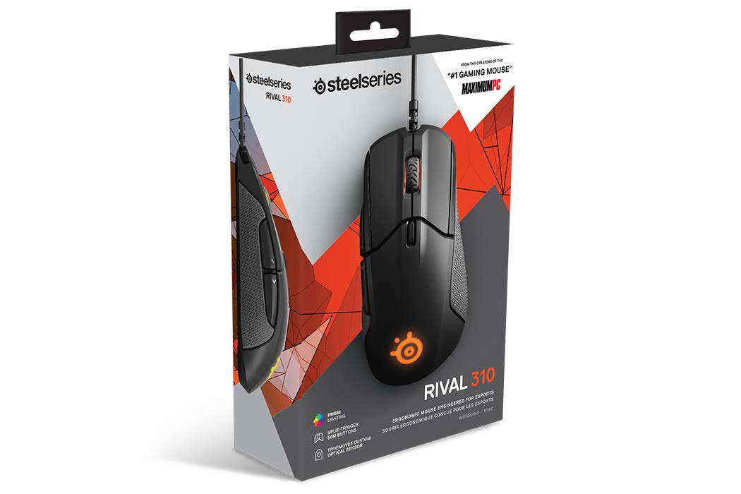 SteelSeries Rival 310 - Optical Gaming Mouse - RGB Illumination - 6 Buttons - Rubber Sides - On-Board Memory - Black