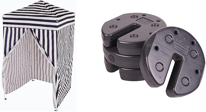 Impact Canopy 4' x 4' Portable Dressing Room, Pop Up Portable Changing Room, Navy Blue/White + US Weight Tailgater Canopy Weights Set of 4