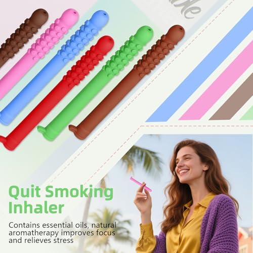 Chewable Essential Oil Breath Stick, Chewable Breather Quit, Portable Chewable Breather Sticks with Essential Oils, 6 Pack Health Chews Chewable Breather, Quit Smoking Chew Sticks(6 Pcs)