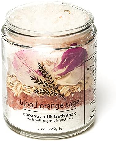 Hemlock Park Blood Orange Sage Coconut Milk Bath Soak | Organic Coconut Milk, Botanicals, Dead Sea, Epsom, and Himalayan Pink Mineral Salts | 9.5 oz Jar