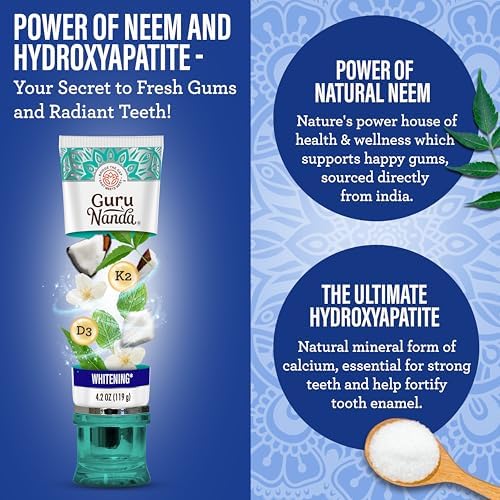 GuruNanda Shine Bright Stay Fresh – Dual Barrel Whitening & Breath Harmonizer Mouthwash & Neem Toothpaste for Long-Lasting Fresh Breath & Teeth Whitening