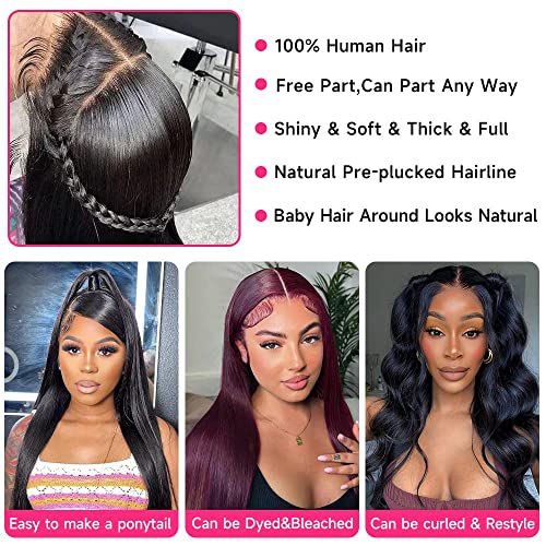 30 Inch Lace Front Wigs Human Hair Pre Plucked with Baby Hair 200 Density Real Human Hair Wig Straight 13x4 HD Lace Frontal wigs