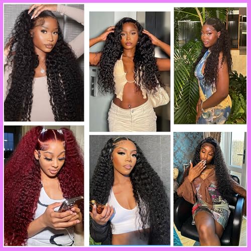 250% Density 13X6 30 Inch Deep Wave Lace Front Wigs Human Hair Curly Wig Wet and Wavy HD Lace Front Wig Pre Plucked Frontal Wigs
