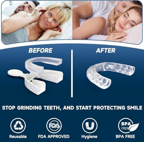 2 Pack Upgraded Night Guards for Teeth Grinding and Clenching, Standard Size, Professional Mouth Guard with Fitting Tray for Adults & Teens, Comfortable Solution for Clenching