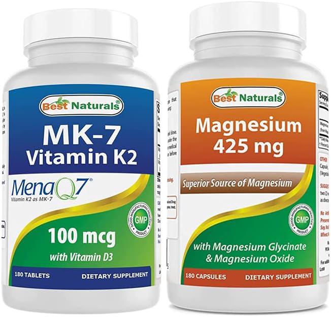 Best Naturals Vitamin K2 (MK7) with D3 & Magnesium Glycinate 425 mg