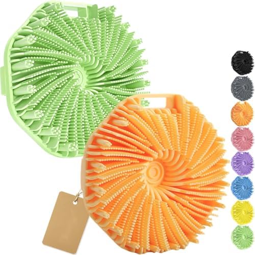 2Pcs Silicone Body Scrubber, Exfoliating Body Scrubber for Sensitive Skin, Silicone Scrubber Body, Silicones Body Brush for Showering, Charcoal