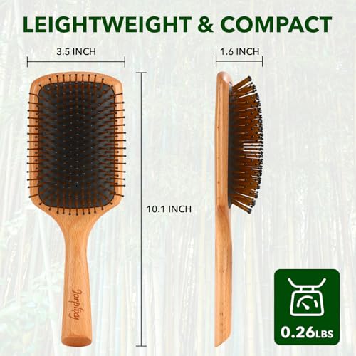 Hair brush for Men and women,wet brush with wooden handle,curly hair brush,air cushion brush,wooden hairbrush for Thick/thin/Fine Hair,paddle brush for Wet & Dry Hair,square large hair brush