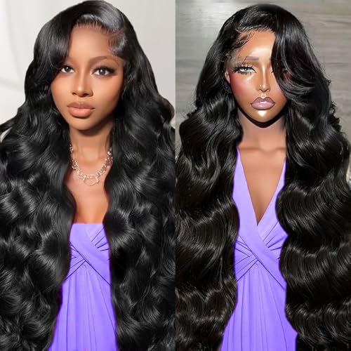 30 Inch 13x6 Lace Front Wigs Human Hair 200% Density Body Wave Lace Frontal Wigs Human hair Pre Plucked with Baby Hair Real Wig Human Hair Lace Front Wigs for Women Natural Color