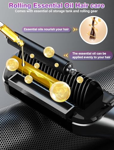 Hair Straightener Brush with Negative Ion,3 IN1 Hair Straightening Brush with Essential Oil Infusion,Brush Straightener for Women,Dual Voltage for Travel, Anti-Scald,9 Digital Temp-Setting