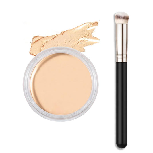 Kaely Cream Pot Concealer Full Coverage Set,Conceal Brighten Dark Circles,under Eye Brightener Color Correcting Concealer,Waterproof Foundation Palette with Brush,corrector de ojeras,Vegan Makeup,01