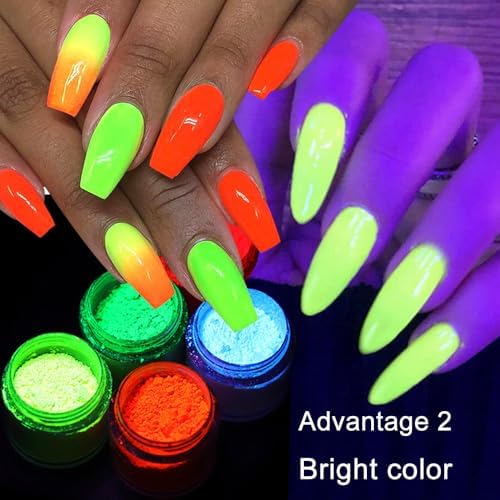 12 Boxes 240G Big Capacity Nail Pigment Powder Neon Phosphor Pigment Powder Set Fluorescent Nail Glitter Gel Polish 12 Colors Super Bright Neon for Nails Pigments Dust Ultrafine