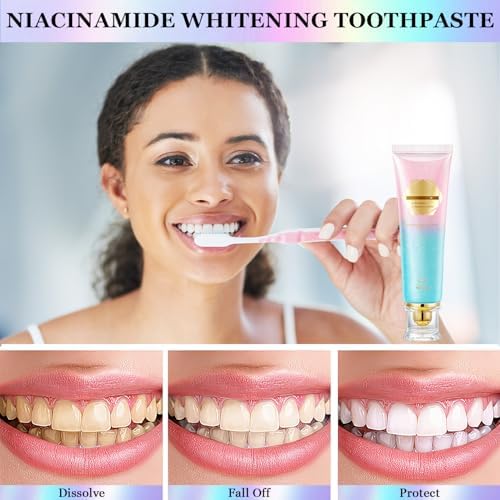 2Pcs Acssart Radiant Whitening Toothpaste, Niacinamide Whitening Toothpastes, Niacinamide Intensive White Toothpastes, Fresh Breath, Deep Cleaning Care