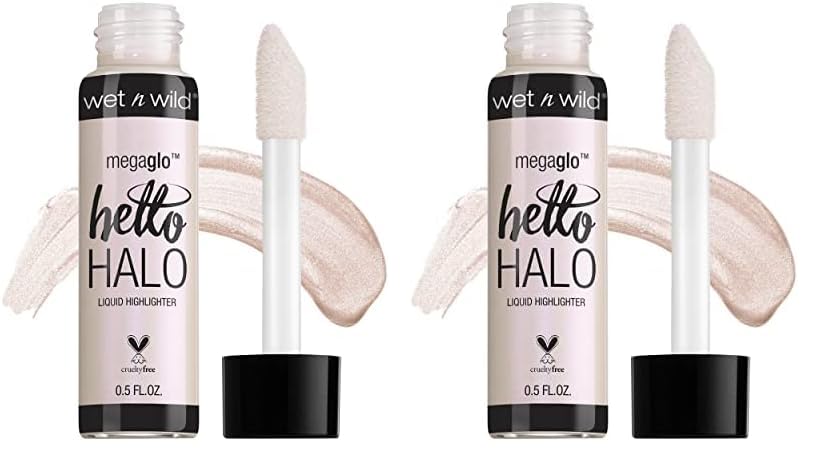 wet n wild MegaGlo Hello Halo Liquid Highlighter Makeup, Shimmer, Glow Halographic (Pack of 2)