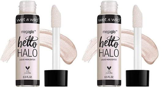 wet n wild MegaGlo Hello Halo Liquid Highlighter Makeup, Shimmer, Glow Halographic (Pack of 2)