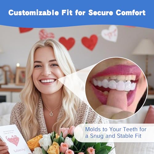 3 Pairs Fake Dentures Temporary Denture Teeth Snap-On Top and Bottom Teeth Covers for Men and Women Instant Confidence Smile Fix Easy-to-Use Fake Teeth for Missing or Broken