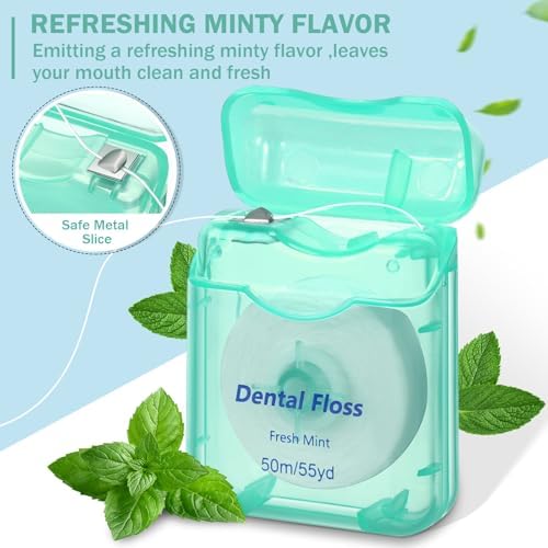 Honeydak 150 Pack Dental Floss Bulk Mint Flavored Floss 50m Each Travel Dental Floss Oral Care for Teeth and Gum Protection(Green)