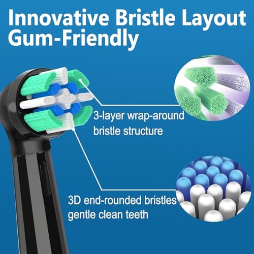 10PCS Replacement Heads Compatible with Oral B iO 2 3 4 5 6 7 8 9 10 Series Electric Toothbrush, IO Brush Heads Compatible with Oral B, Medium Bristles for Teeth Clean & Gums Care (Black/White)