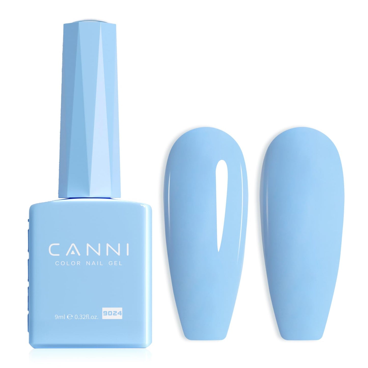 CANNI Baby Blue Gel Nail Polish, Light Blue Pastel Color, 1Pcs High Gloss Soak Off U V Gel Nail Polish for French Nail Manicure Salon DIY