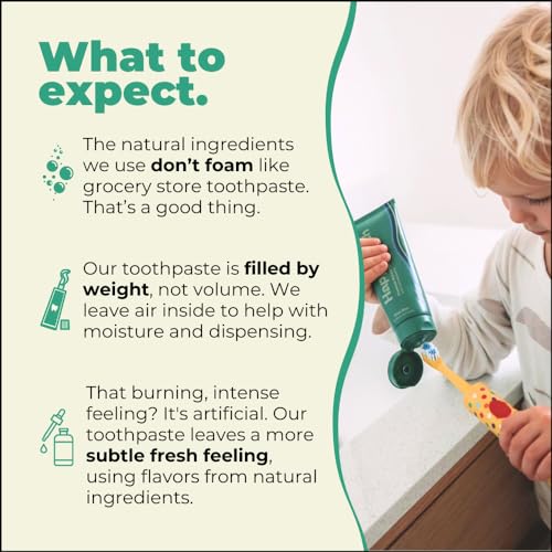 Happy Tooth Hydroxyapatite Toothpaste, Fluoride Free, Natural Whitening for Kids, Toddlers and Adults, SLS Free, Enamel Safe, Dentist Formulated with Clean Ingredients, Vanilla Frosting Flavor, 3.4oz