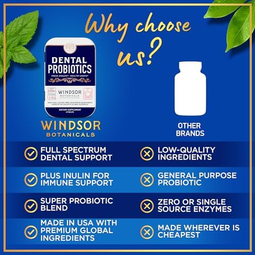 Dental Probiotics for Teeth and Gums - 3BN CFU Lactobacillus Salivarius Acidophilus Casei Tablets - Oral Probiotics for Mouth Bad Breath Treatment for Adults - 45 Chewable Dental Probiotic in a Tin