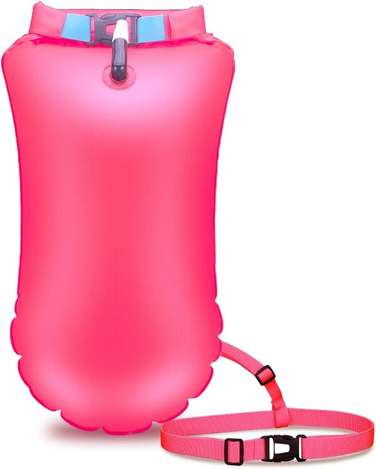 Swim Buoy for Open Water, High-Visibility Swim Safety Float Waterproof Dry Bag for Swimmers Triathletes Kayakers Snorkelers, Swimming Open Water Buoy for Safer Swim Training