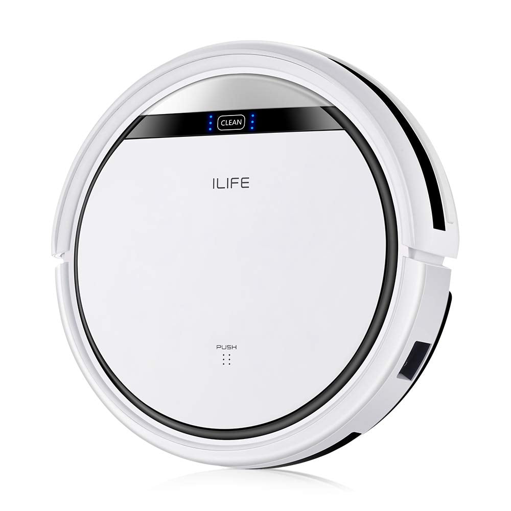 ILIFE V3s Pro Robot Vacuum Cleaner, Tangle-free Suction , Slim, Automatic Self-Charging Robotic Vacuum Cleaner, Daily Schedule Cleaning, Ideal For Pet Hair，Hard Floor and Low Pile Carpet,Pearl White