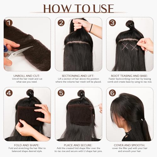 Hair Sponge for Updo,Hair Filler, Hair Donuts for Updos,Volume Hair Bumps Tool, Hair Padding,Dark Brown