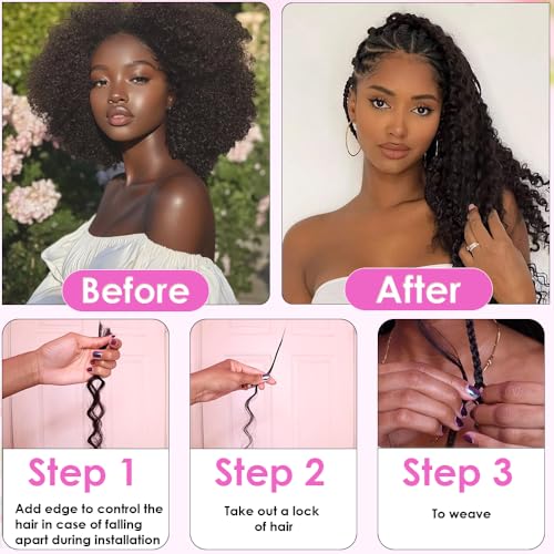 Human Braiding Hair for Boho Braids 110g 2 Bundles/Pack Deep Wave 12A Curly Brazilian Virgin Hair Extensions No Weft Knotless Bulk (1B-Black Deep-Wave, 20 Inch-110g)