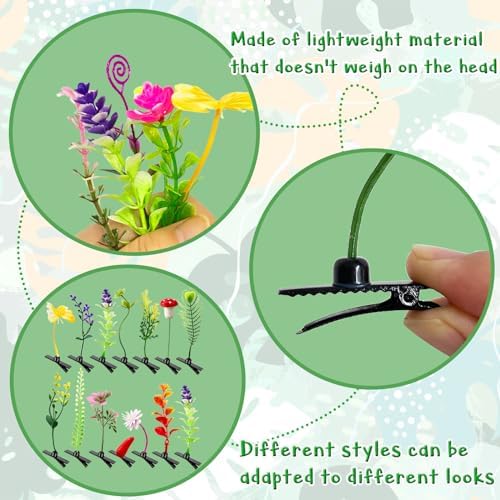 100 Pieces Bean Sprout Hair Clips,Mixed Style Plant Hairpins,Funny Plant Hairpins Hair Accessories for Women,Girls,Kids,Home Party,School