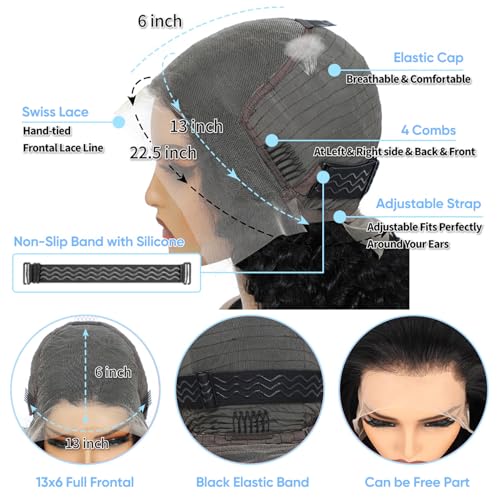 13x6 Deep Wave Lace Front Wigs Human Hair Wigs for Women 200 Density HD Transparent Deep Curly Lace Frontal Wigs Human Hair Pre Plucked with Baby Hair Natural Color 30 Inch