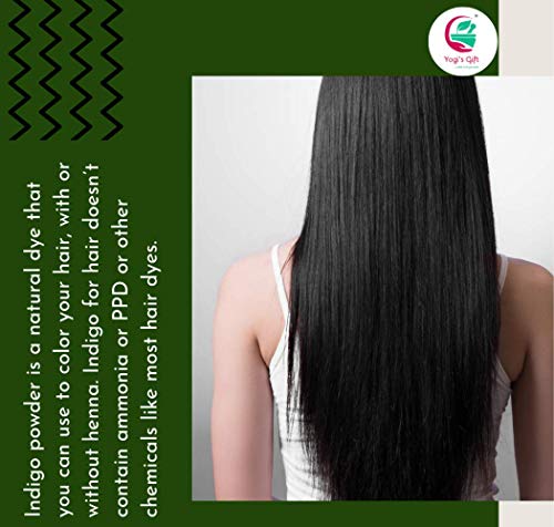 500 GRAMS | 100% Pure INDIGO POWDER for Hair (1.2LB /17.6 oz) | Ideal for Black and Dark Hair | Indigofera Tinctoria | Black Henna | Natural Hair color | Yogi's Gift