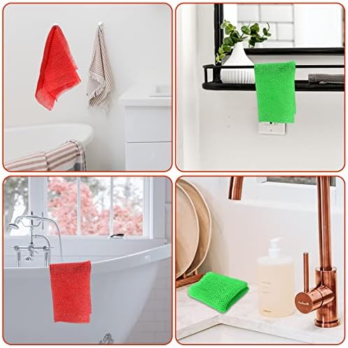 2 Pieces African net Sponge for exfoliating,African exfoliating net, African wash net, African Ghana Sapos scrubbing washcloth rag for Smoother Skin and Daily use;Yellow-Blue