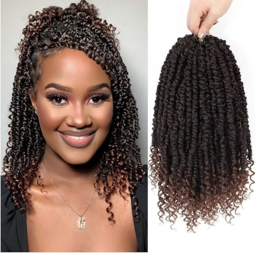 12 Inch Pre-Looped Passion Twist Crochet Hair - 8 Packs Pretwisted Bohemian Braiding Hair for Black Women, Soft Tangle-Free Synthetic Hair for Protective Styles, Easy Install Crochet Braids (1B/30)