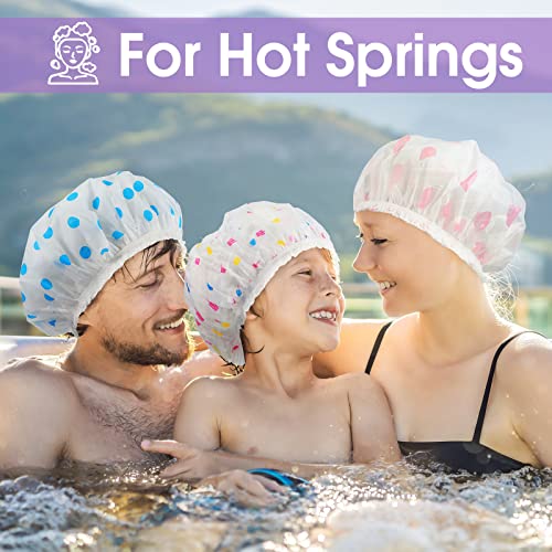20 Pcs Waterproof Shower Caps for Women,Reusable Plastic Bath Hair Caps with Elastic Band Assorted Colors for Home,Salon & Spa