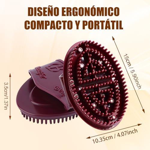 2Pcs Meridian Massage Brush, Handheld Massage Brush for Belly, Beauty Professional Full Body Relaxation Massager Brushs Tools, Full Body SPA Meridian Pressure Brushes with Essential Oils (Brown)