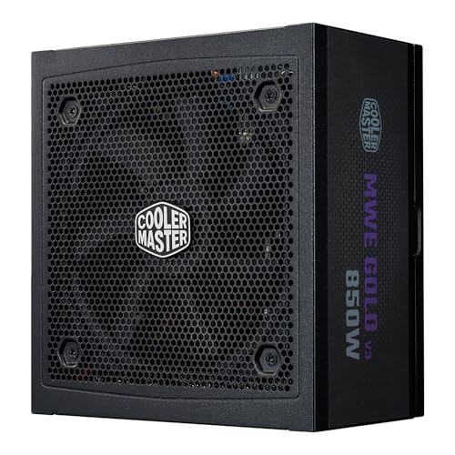 Cooler Master MWE Gold 850 V3 ATX 3.1 Full Modular PSU, 850W, 80+ Gold Efficiency, 90° 12VHPWR|600W PCIe 5.1, GPU Support RTX 4090, Zero-RPM Mode, Hexagonal Fan Cover, 10-Year