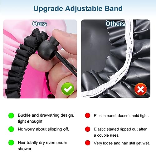 3 Pcs Super Jumbo Satin Lined Shower Cap for Women, Extra Large, Adjustable for Braids, Long Hair & Locs Dreadlocks