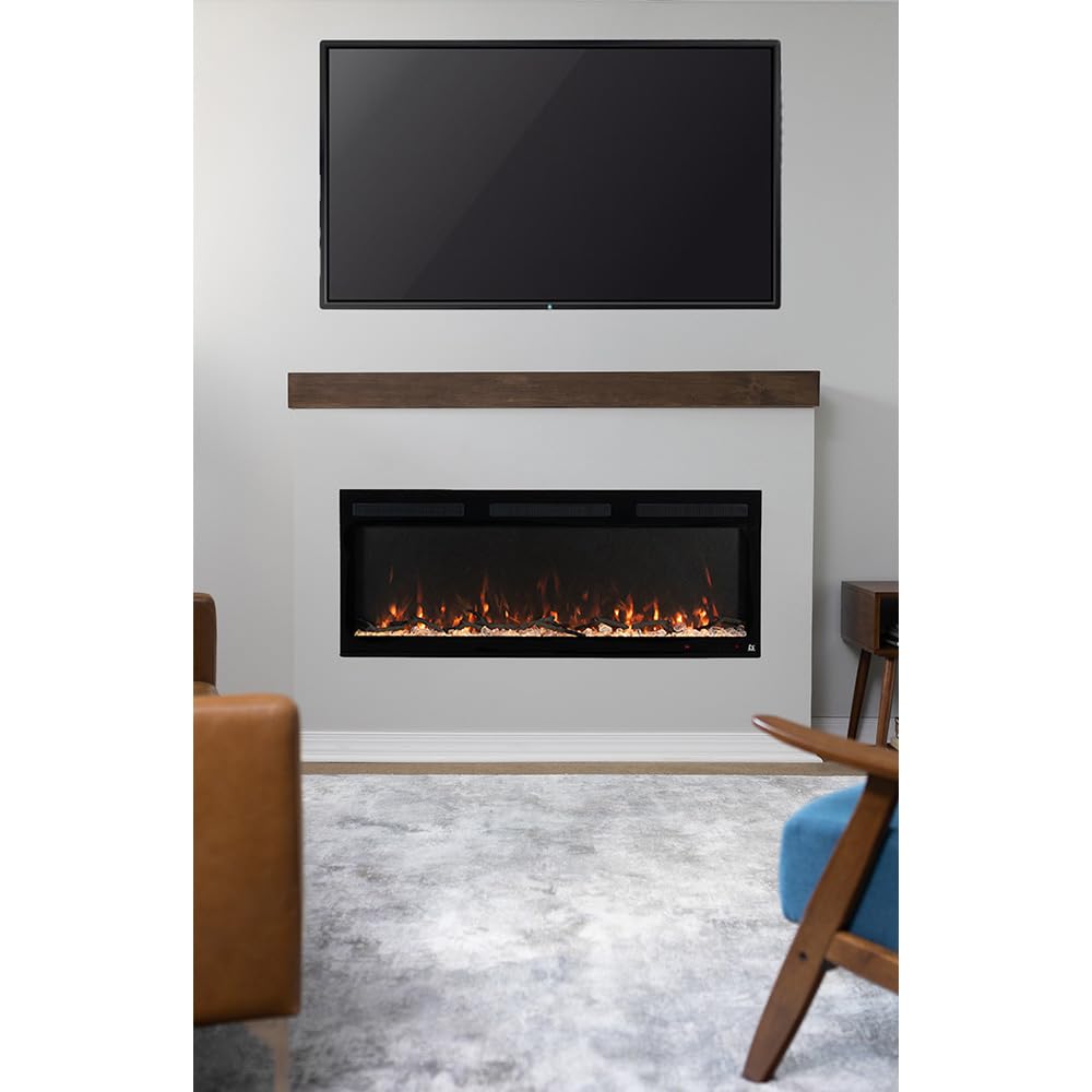 Touchstone Smart Electric Fireplace-The Fury 57" Wide- 4.5" Thin in Wall Recessed-100 Realistic Flame/Ember Bed Color Combos-1,500W Heater-Larger Viewing Area-Alexa/WiFi Enabled