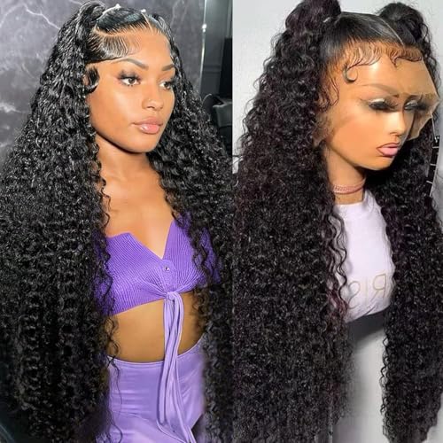 32 Inch Water Wave Lace Front Wigs Human Hair 13x6 Deep Part Curly Wig for Women 200 Density Water Wave Frontal Wigs Human Hair Pre Plucked