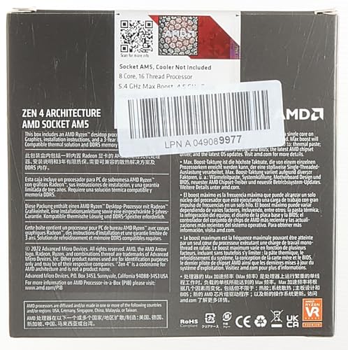 AMD Ryzen 7 7700X 8-Core, 16-Thread Unlocked Desktop Processor