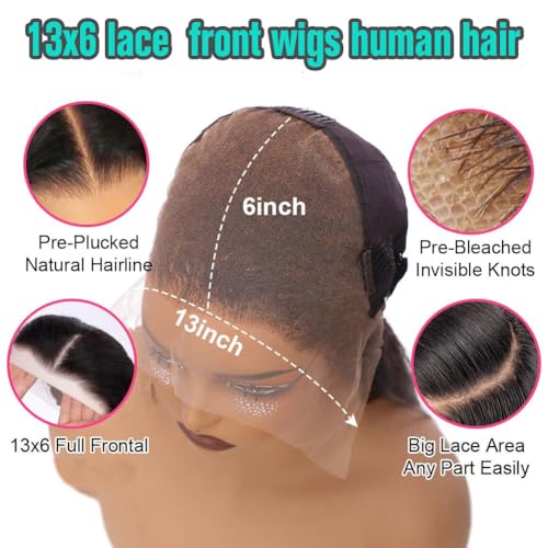 30 Inch Water Wave Lace Front Wigs Human Hair 13x6 HD Lace Frontal Wigs 200% Density Wet and Wavy Glueless Wigs Human Hair Pre Plucked With Baby Hair Deep Part Curly Wig for Women