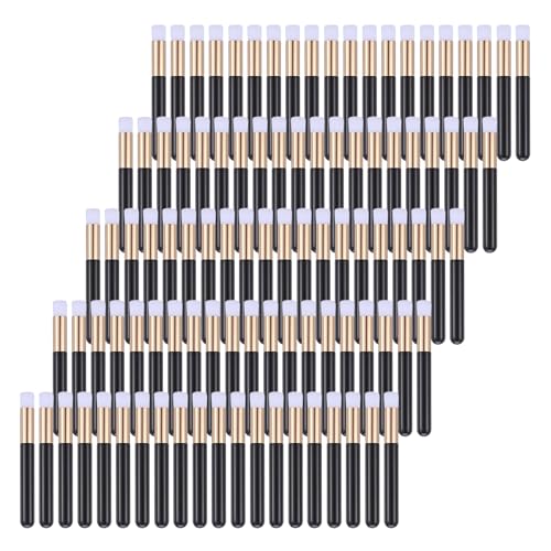 100 Pieces Lash Brushes for Cleaning, Lash Shampoo Brushes Eyelash Extension Cleansing Blackhead Removing Brush Nose Pore Deep Cleaning Facial Cleansing Brush (Black, 3.8Inch)