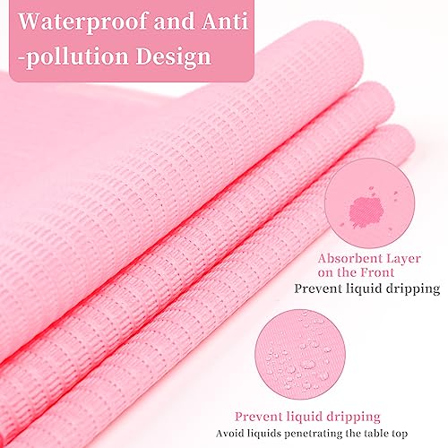 125PCS Disposable Nail Art Table Mat, Waterproof Nail Tips Art Table Towels Mat, 3 Ply Nail Napkins for Acrylic, Nail Art Mat Paper Sheet, Nail Tips Art Waterproof Pad for Salon (Pink)