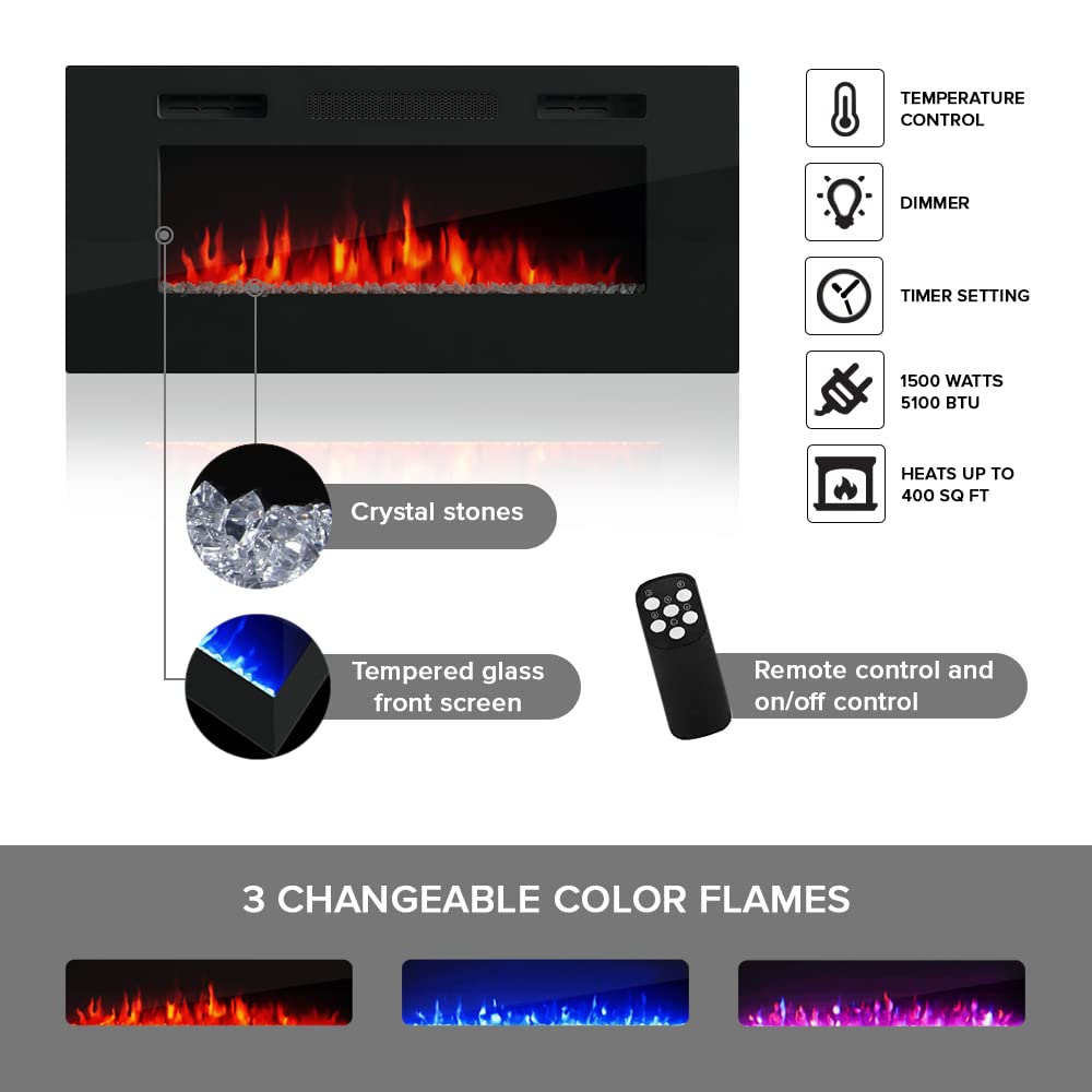 Meble Furniture York 02 TV Stand with Electric Fireplace - Modern High Gloss TV Stand with Storage Cabinets and Led Lights - Media Entertainment Center Console Table for TV Up to 90" - White