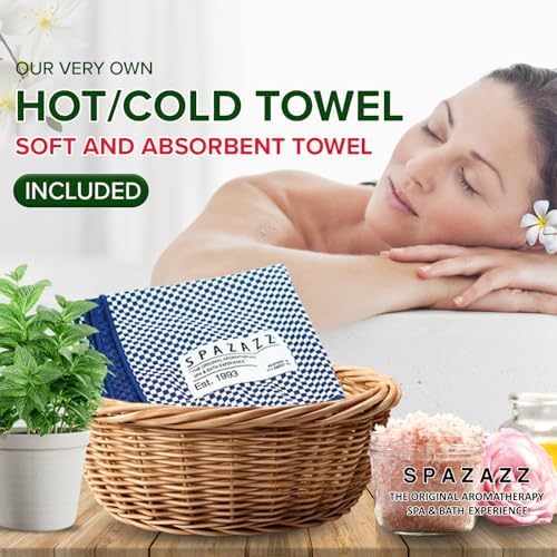 Hot Tub & Spa Bath Salt Aromatherapy Crystals - Spazazz Escape Collection 4 Oz 7-Pack Sampler & Hot Cold Towel - Lavender, Lime Coconut, Green Tea, Vanilla Jasmine, Kiwi Pear, Grapefruit, Pomegranate